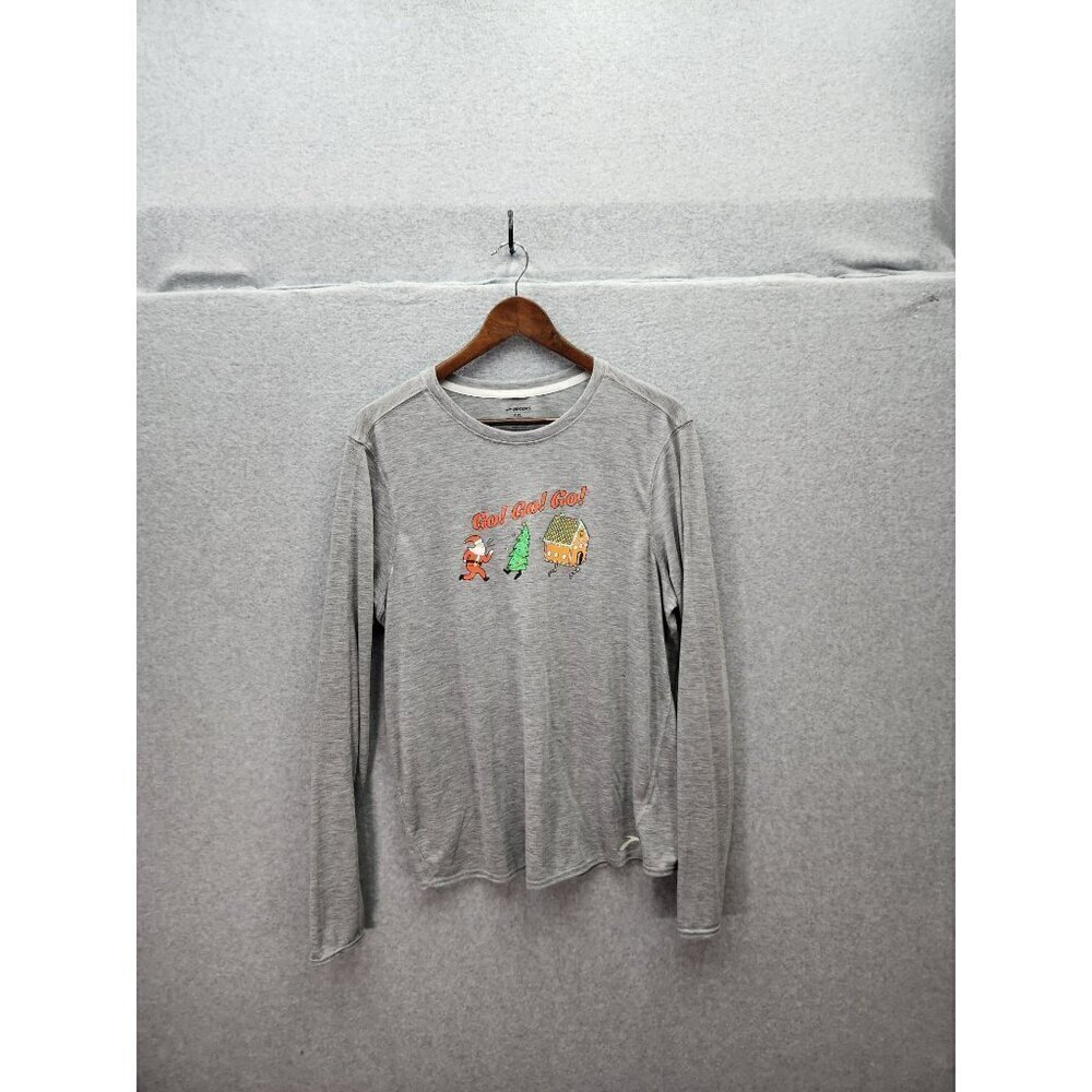 Brooks Long-Sleeve Christmas Graphic‎ Tee Mens XXL